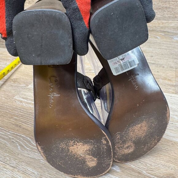 Cole Haan Brown Leather Thong Block Heel Sandals Women's Size 9.5 - Picture 5 of 8